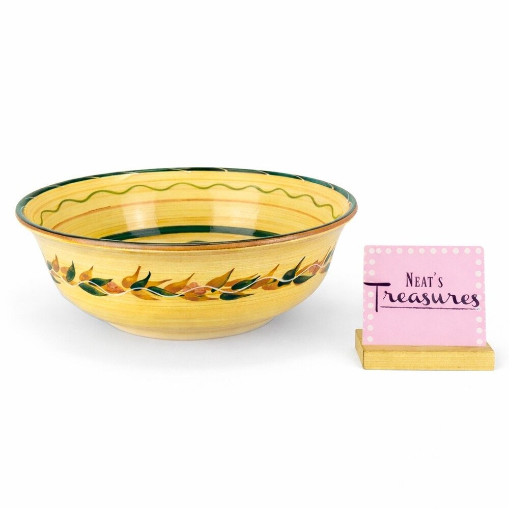 Furio Italy FUO37 Yellow Body Green Band Stoneware Large Serving Bowl Retired
